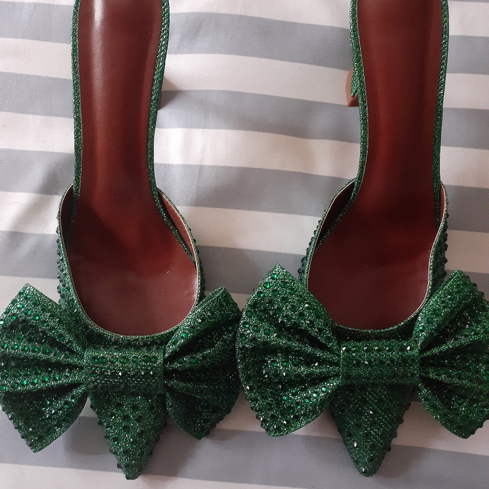 Rhinestone green heels